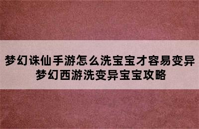 梦幻诛仙手游怎么洗宝宝才容易变异 梦幻西游洗变异宝宝攻略